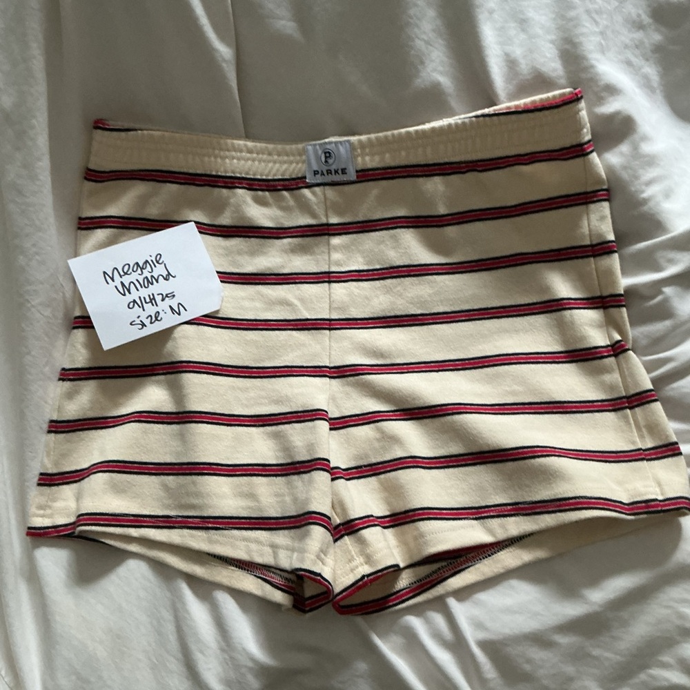PARKE - 4th of July, coastal drop! Cream striped shorts, size:M, never been worn